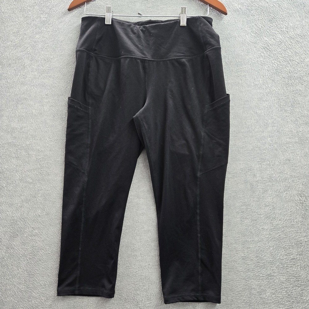 Torrid Women Activewear Pants 1 Black Nylon Spandex Crop Yoga Legging 17" Inseam